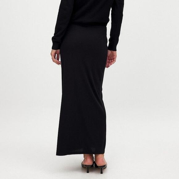 NA-KD Women's High Waist Ribbed Knit Maxi Skirt Pull-On Black Size Small NWT - Picture 3 of 8